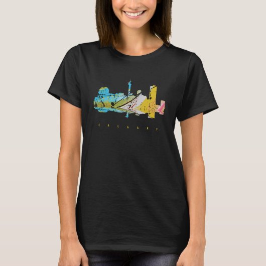 Calgary Canada Modern Silhouet Reis T-Shirt (Voorkant)