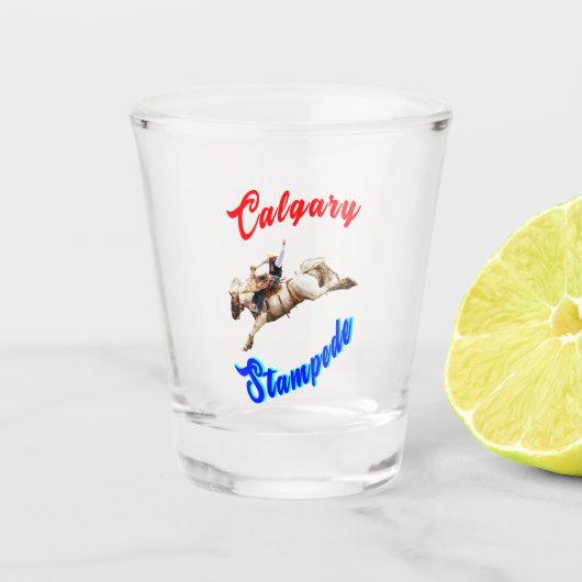 Calgary Canada Paarden Juli Ruiters Calgary Stampe Shot Glas (Voorkant)