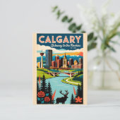 Calgary Canada Retro Reisposter Kunst Briefkaart (Staand voorkant)
