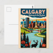 Calgary Canada Retro Reisposter Kunst Briefkaart (Voorkant / Achterkant)