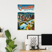 Calgary Canada Retro Reisposter Kunst Poster (Thuiskantoor)