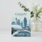 Calgary Canada Silhouet Winter Sneeuw Briefkaart (Staand voorkant)