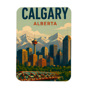 Calgary Canada Silhouette Rocky Mountains Reis Magneet