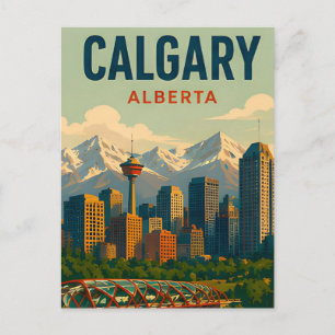 Calgary Canada Silhouette Rocky Mountains Reizen Briefkaart