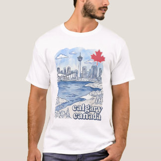 Calgary Canada Simple Blue Skyline Cute Cityscape T-shirt