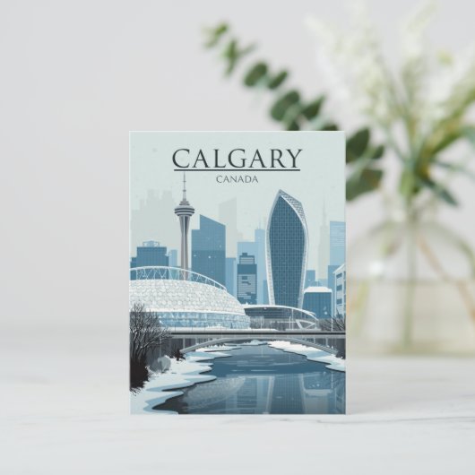 Calgary Canada Skyline Winter Snow Briefkaart (Staand voorkant)