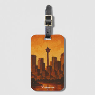 Calgary Canada Vintage Travel Cityscape Bagagelabel