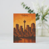 Calgary Canada Vintage Travel Cityscape Briefkaart (Staand voorkant)