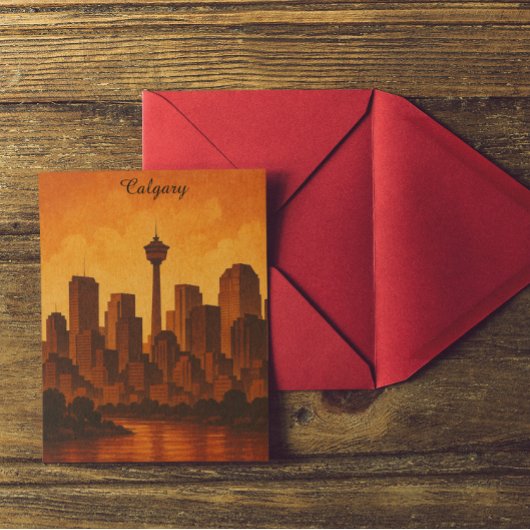 Calgary Canada Vintage Travel Cityscape Briefkaart