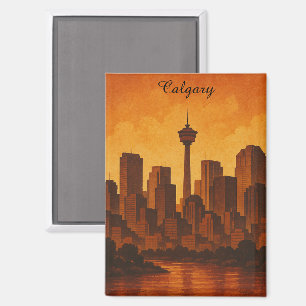 Calgary Canada Vintage Travel Cityscape Magneet