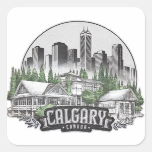 Calgary City Canada Verenigde Staten Vierkante Sticker