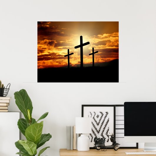 Calgary Crosses Sunrise Photo Poster (Thuiskantoor)