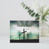 Calgary Crosses Sunrise Photo Risen Easter Script Feestdagenkaart (Staand voorkant)