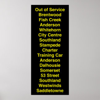 Calgary CTrain Rollsign Poster