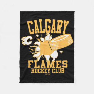 Calgary Flames Hockey Puck Barst Rood Officieel Ge Fleece Deken