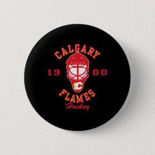 Calgary Flames Hockeymasker Zwart Nhl Officieel Ge Ronde Button 5,7 Cm