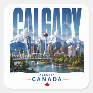 🏔 Calgary Moderne Bergstad Stijl 🏔 Vierkante Sticker