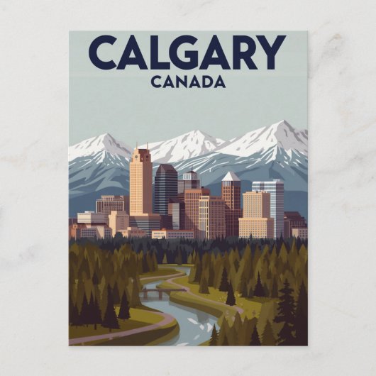 Calgary Mountain View Vintage Briefkaart (Voorkant)