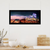 Calgary panorama met Fireworks. Poster (Keuken)