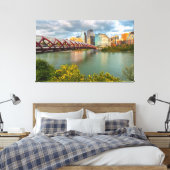 Calgary Peace Bridge en het stadsbeeld Canvas Afdruk (Insitu (Slaapkamer))