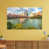 Calgary Peace Bridge en het stadsbeeld Canvas Afdruk (Insitu (Woonkamer))