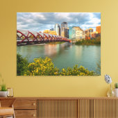 Calgary Peace Bridge en stadsgezicht Canvas Afdruk (Insitu (Woonkamer))