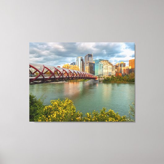 Calgary Peace Bridge en stadsgezicht Canvas Afdruk (Voorkant)