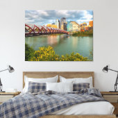 Calgary Peace Bridge en stadsgezicht Canvas Afdruk (Insitu (Slaapkamer))