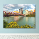 Calgary Peace Bridge en stadsgezicht Canvas Afdruk (Insitu (Houten vloer))