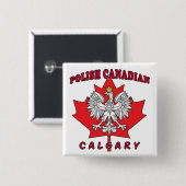 Calgary Pools Canadees Leaf Vierkante Button 5,1 Cm (Voorkant /achterkant)