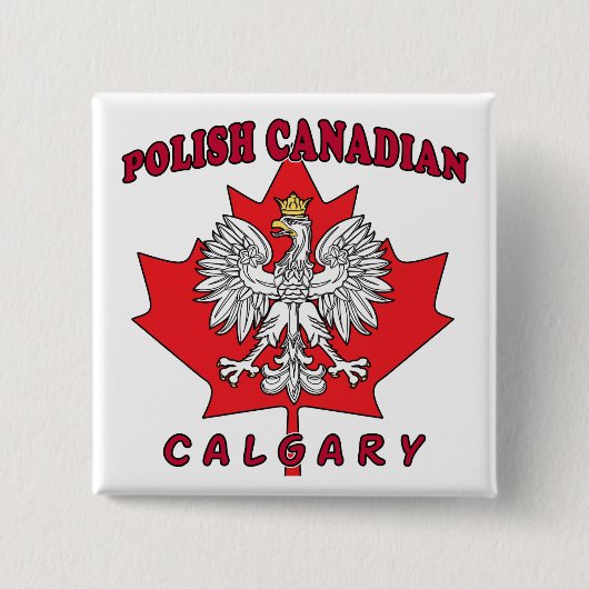 Calgary Pools Canadees Leaf Vierkante Button 5,1 Cm (Voorkant)