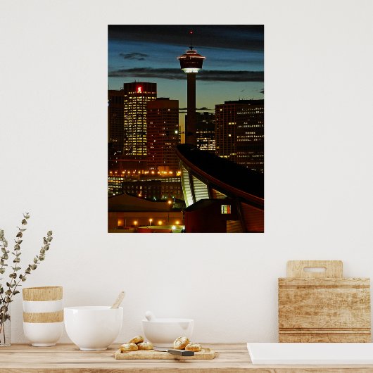 Calgary Silhouette Lijst Afdruk Poster (Keuken)