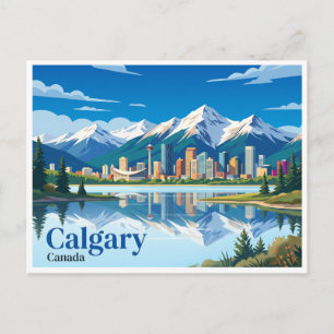 Calgary Silhouette met Rocky Mountains Canada Briefkaart
