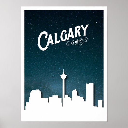 Calgary skyline by night - Poster (Voorkant)