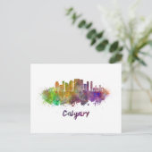 Calgary V2 skyline in watercolor Briefkaart (Staand voorkant)
