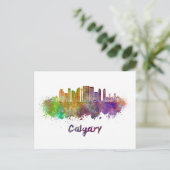 Calgary V2 skyline in waterverf Briefkaart (Staand voorkant)
