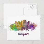 Calgary V2 skyline in waterverf Briefkaart (Voorkant / Achterkant)