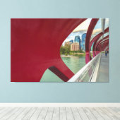 Calgary's Vredesbrug en stadsgezicht Canvas Afdruk (Insitu (Houten vloer))