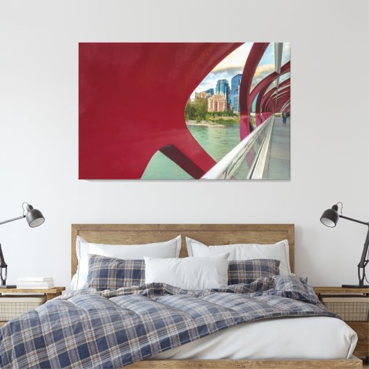 Calgary's Vredesbrug en stadsgezicht Canvas Afdruk (Insitu (Slaapkamer))