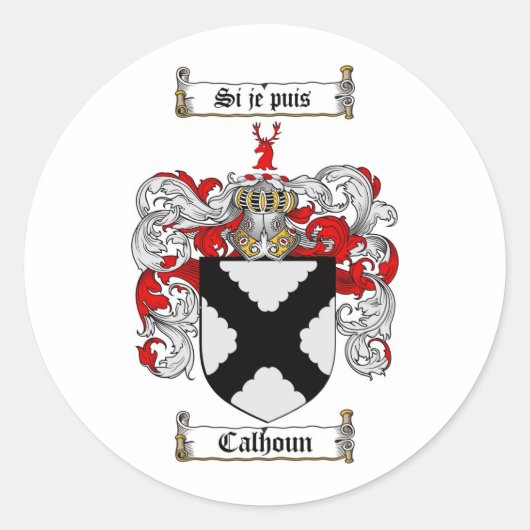 CALHOUN FAMILY CREST - CALHOUN WAPEN RONDE STICKER (Voorkant)