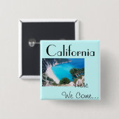 Cali Blue Vierkante Button 5,1 Cm (Voorkant /achterkant)