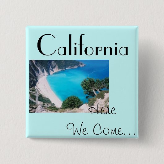 Cali Blue Vierkante Button 5,1 Cm (Voorkant)