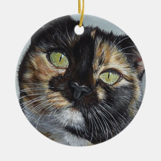 Cali Calico Tortoiseshel-kattenschilderkunst Keramisch Ornament (Voorkant)