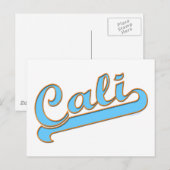 Cali California Surfer Logo in Blue Briefkaart (Voorkant / Achterkant)
