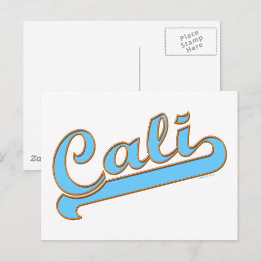 Cali California Surfer Logo in Blue Briefkaart (Voorkant / Achterkant)