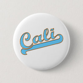 Cali California Surfer Logo in Blue Ronde Button 5,7 Cm