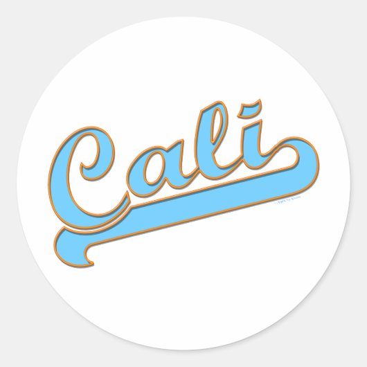 Cali California Surfer Logo in Blue Ronde Sticker (Voorkant)