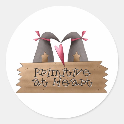 Cali Crows · Primitief van hart Ronde Sticker (Voorkant)