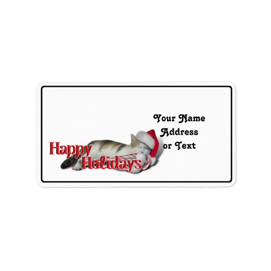 Cali de Calico Kerstkat (met tekst) Etiket (Voorkant)