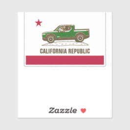 Cali Flag Beer in Truck (kleur/tekst wijzigen) GRO Sticker